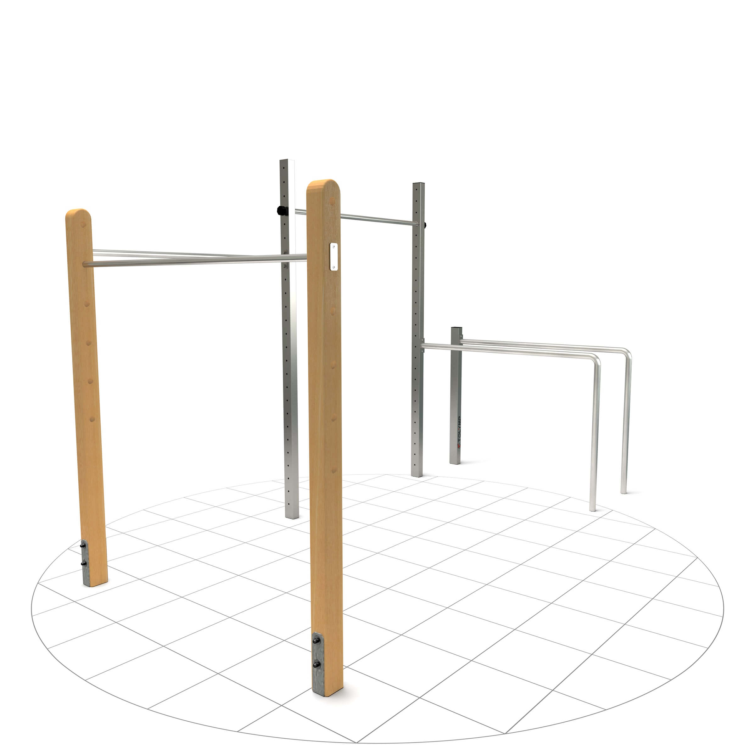 Turngerüst aus Edelstahl und Lärchenholz Dip Buin Steelwood