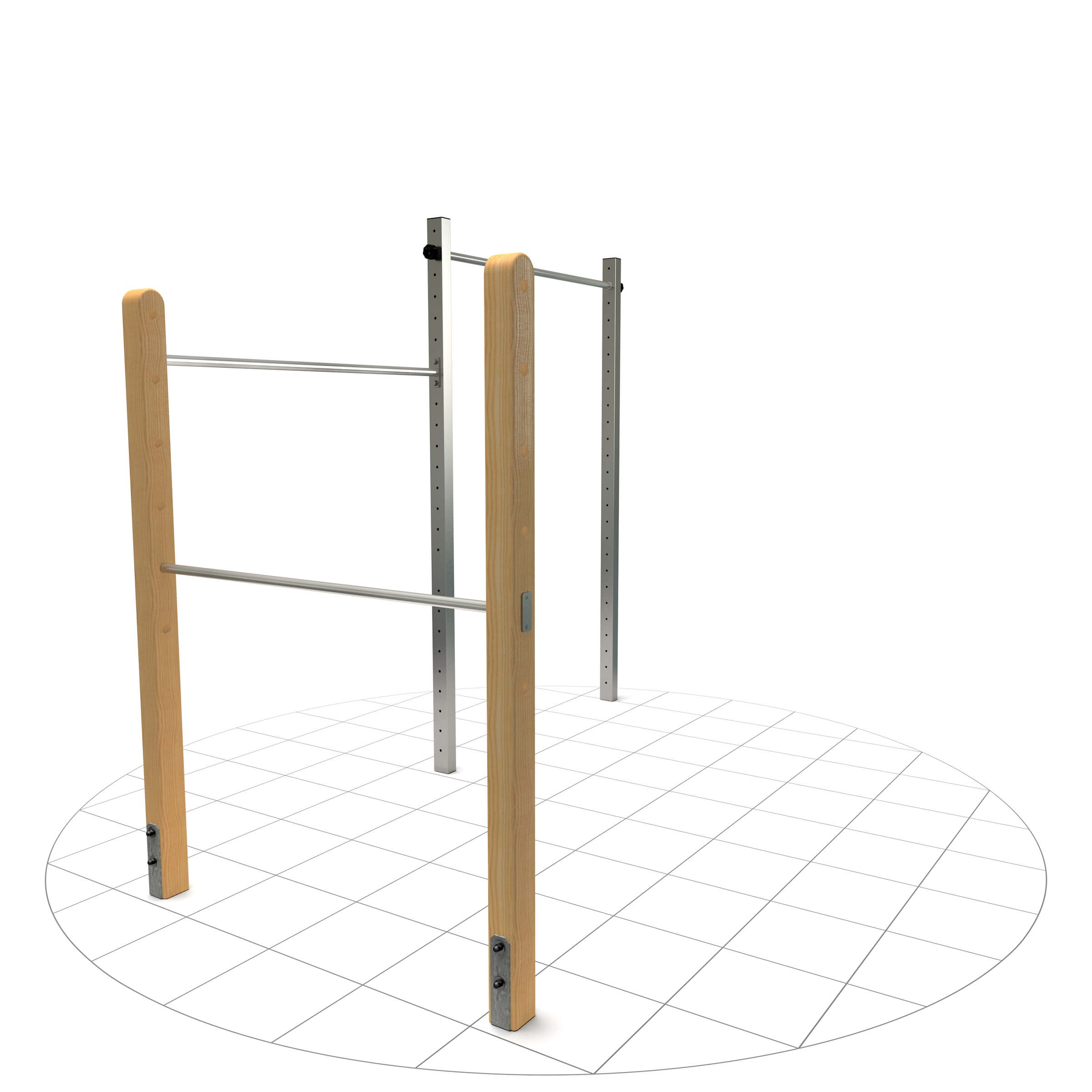 Turnanlage aus Edelstahl und Lärchenholz Starterhorn Steelwood